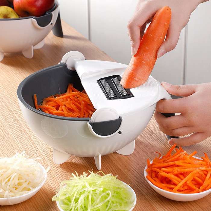 Multifunctional Rotate Vegetable Slicer with Basket